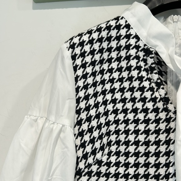 SHEIN Modely Tie Neck Bishop Sleeve Houndstooth 2 In 1 Dress office medium - Picture 4 of 8